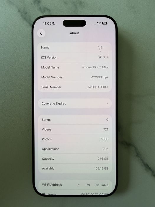iPhone 16 Pro Max 256GB - Като нов, пълен комплект + кожен кейс Woolnut