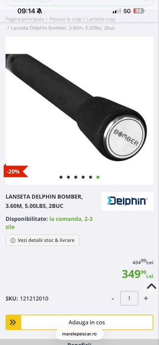 Lanseta Spod Delphin Bomber, 3.60m, 5.00lbs, 2buc!