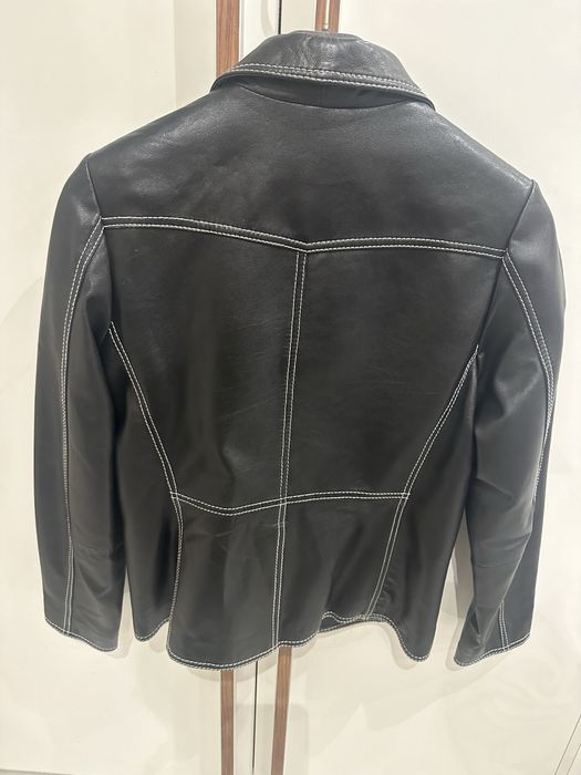 Вталено сако от естествена кожа