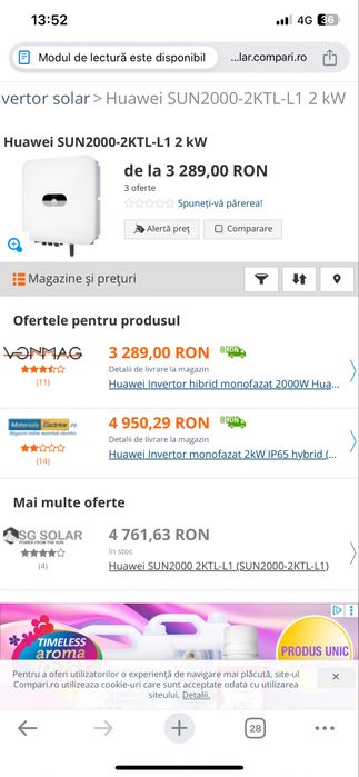 Sigilat Invertor Hybrid Huawei SUN2000-2KTL-L1 Monofazat 2KW Panouri