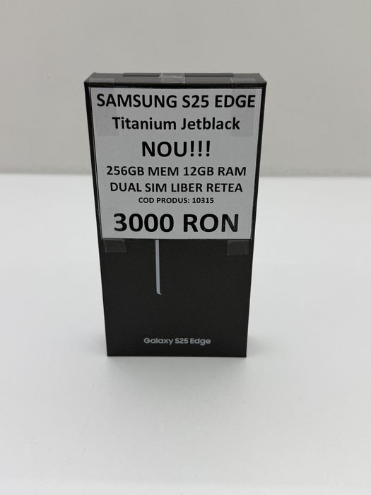 Samsung Galaxy S25 Edge, 12GB RAM, 256GB, 5G, Titanium Jetblack - Nou