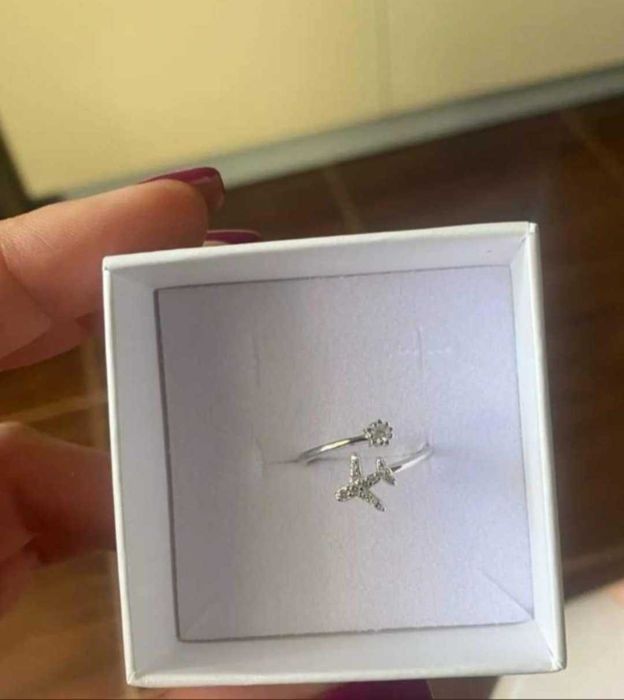 Inel avion, argint, reglabil, cadou pentru ea, cadou iubita, prietena