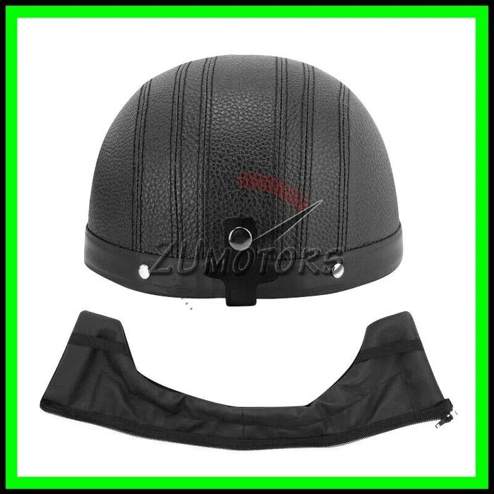 Casca moto Retro scuter Vespa Chopper Piele - Negru