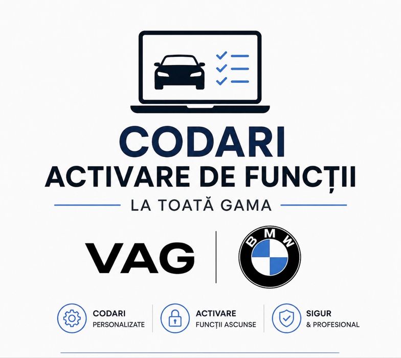 Activare functii / Codari Retrofit / Rsetare service / Diagnoza / Audi, Volkswagen, Skoda, Cupra, BMW