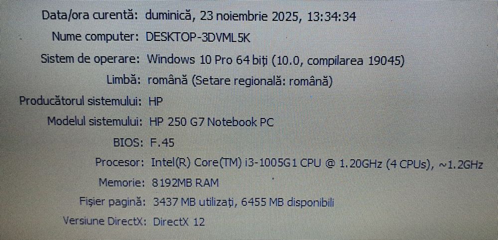 Laptop HP 250 G7 de 15,6" i3 1005G1 8gb ram 256gb ssd