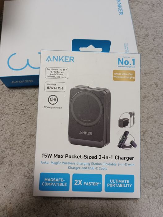 Incarcator Anker 3in1 Sigilat - Anker MagGo Wireless 15W Iphone-iWatch