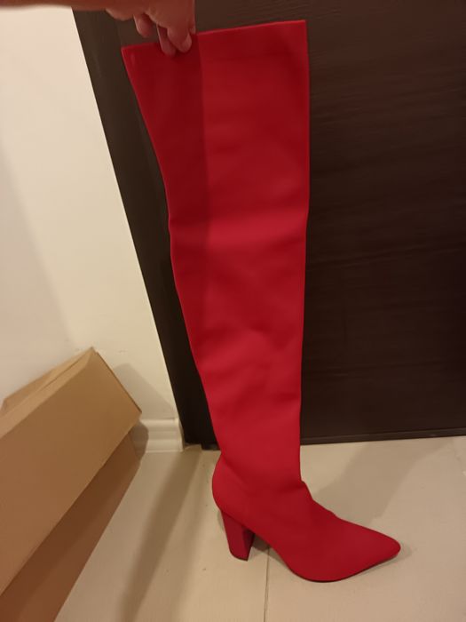 Cizme Zara peste genunchi, rosii