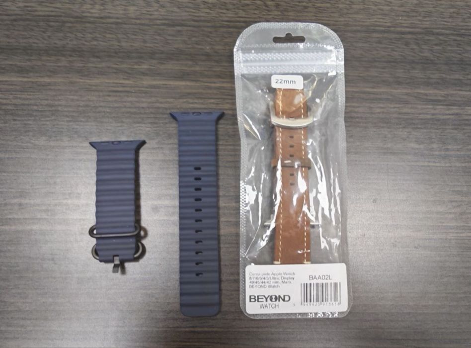 2 броя Каишка за Apple watch 49/45/44/42mm blue / leather кожена