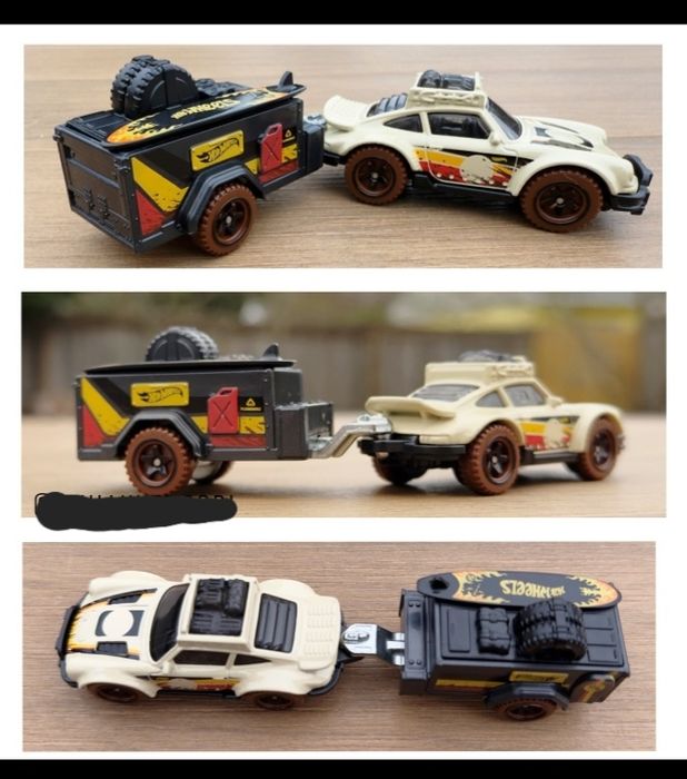 Macheta masinuta Porsche 911 Off Roader cu remorca rulota travel Hotwheels-jucarii, colectie