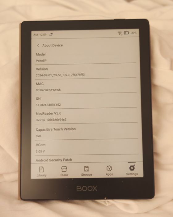 Tableta E-Ink Onyx Boox POKE 5, 6 inch, 300 ppi, E-ink Carta, 2GB RAM,