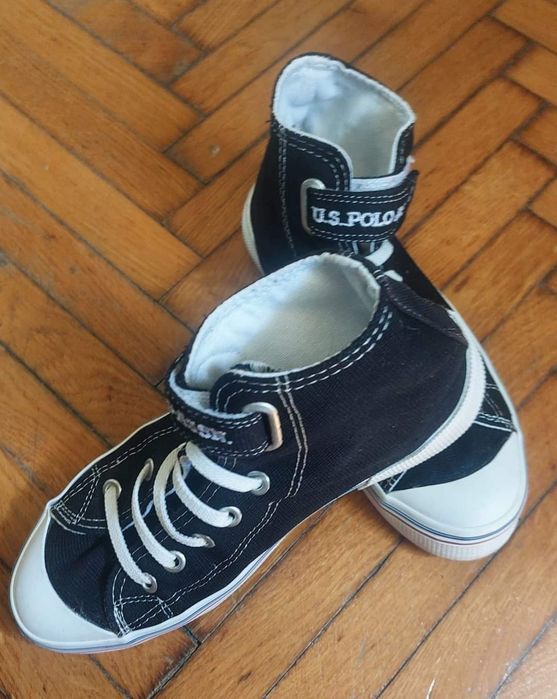 Tenisi high top, U.S. Polo Assn, panza, sireturi elastice, marimea 35,