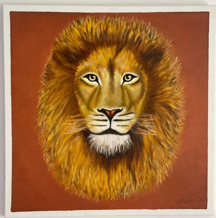 “Leul” tablou ulei pe panza 50x50 cm creatie proprie