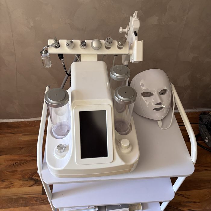 Aparat hidrodermabraziune 7 în 1 + mască LED + cărucior, nou, nefolosit