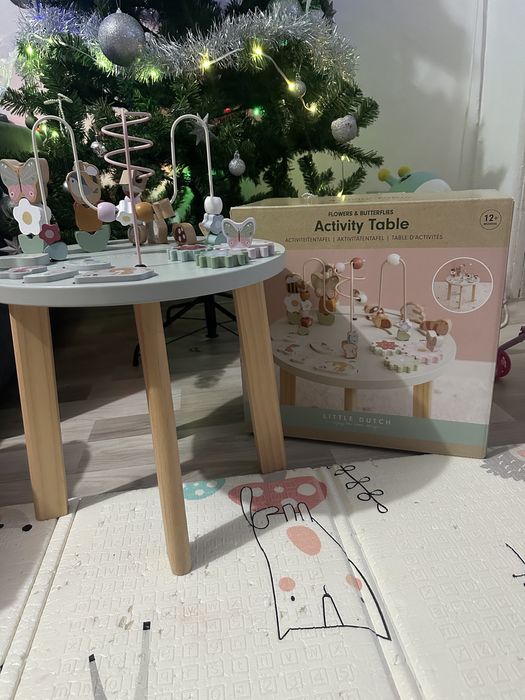 Дървена маса с активности Flowers & Butterflies, Little Dutch,