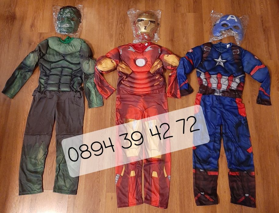 Костюм на Капитан Америка и Хълк,Железния човек с мускули и маска