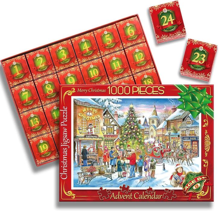 Пъзел с животни Дядо Коледа Коледен календар 1000 части - 11 вида