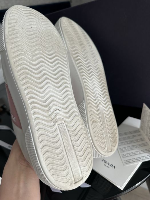 Sneakers Prada originali piele alb/roz 37.5( 25 cm) se potrivesc pentru 38