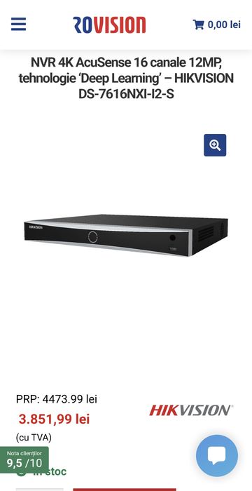 Vand Nvr Hikvision DS-7616NXI-I2/S NVR 16 Canale AcuSense + HDD 6TB, Impecabil