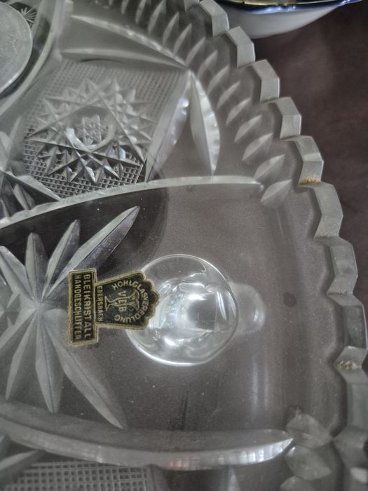 Set pahare si tava din cristal de Boemia
