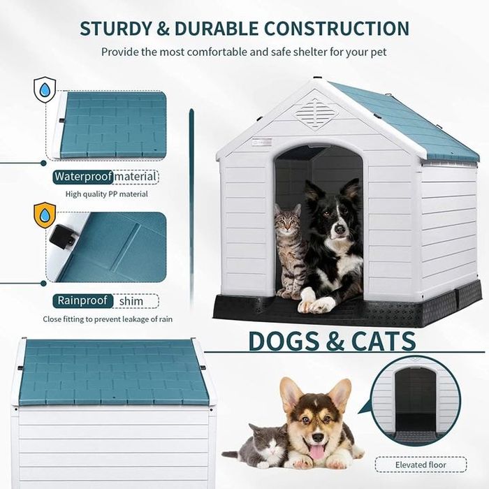 Casuta pentru Caini din Plastic Durabil si Rezistent la Apa