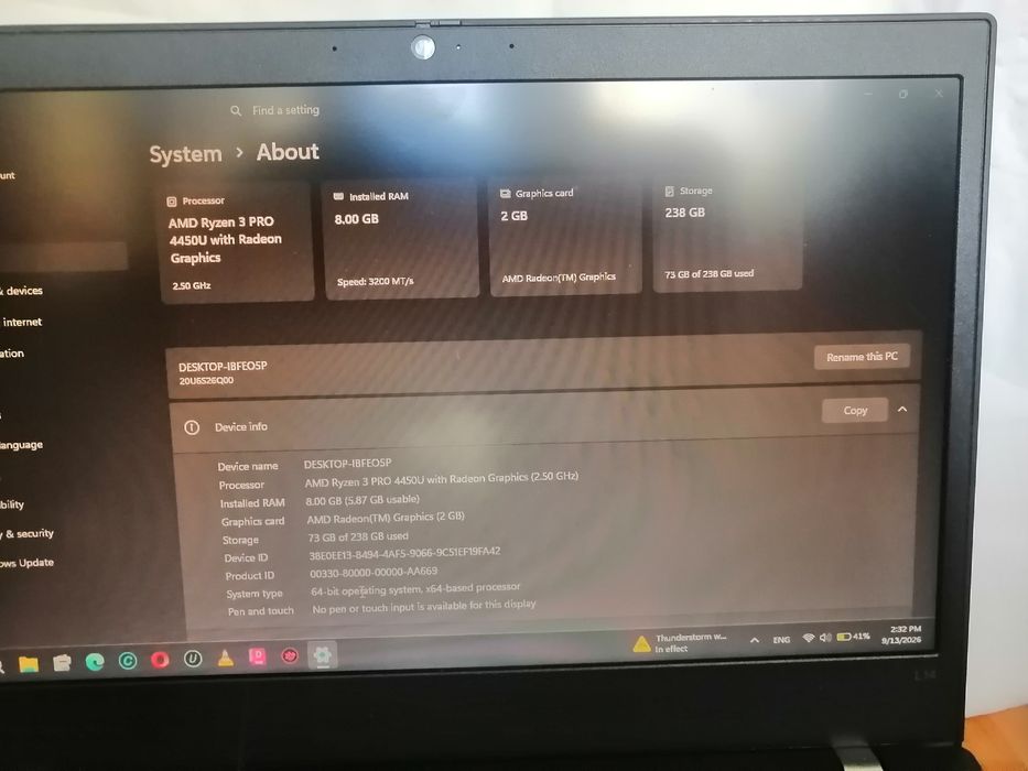 Lenovo ThinkPad L14 G1 | Ryzen 3 PRO 4450U / 8GB / 256GB SSD