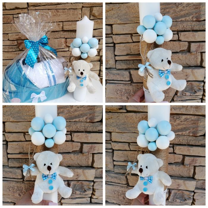 Set trusou pentru botez și lumânare pentru botez lut polimeric/Fimo