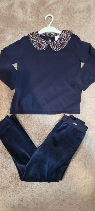 Set bluza cu guler H&M + pantalon catifea fina Mayoral, 4-5 ani