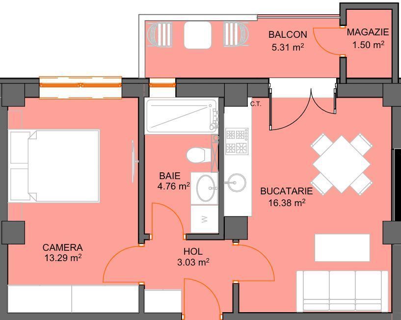 **Super oferta**  avans doar 5% - apartament cu 2 camere, Sibiu