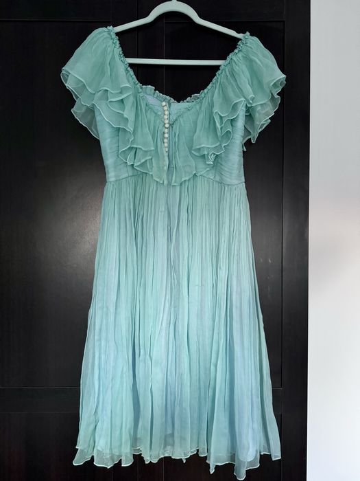 Rochie matase facuta pe comanda verde menta