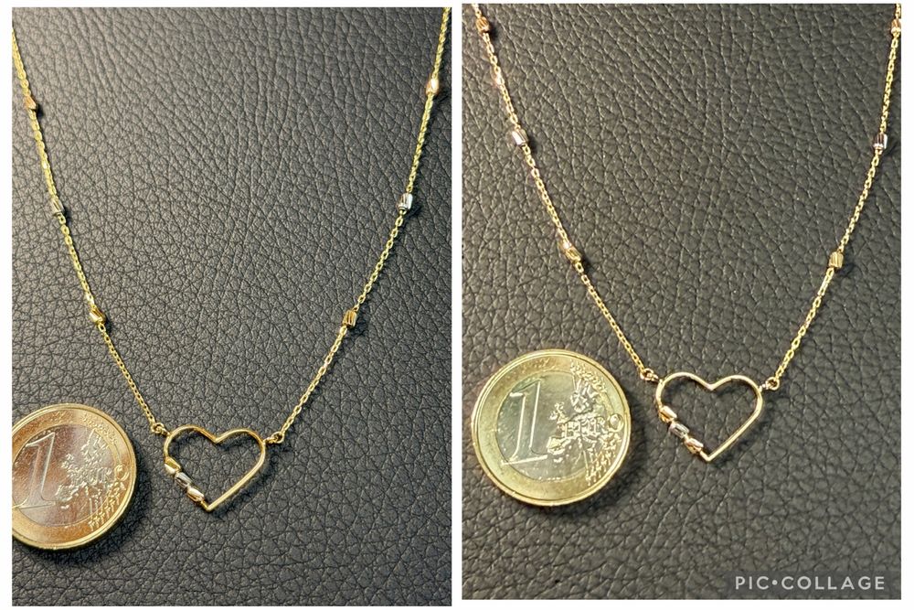 Златно колие сърце чисто ново злато Gold zlatno 14 karat 585