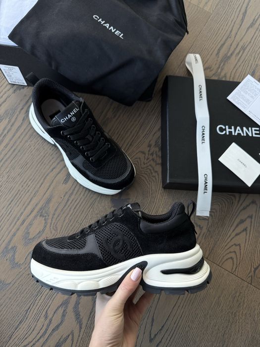 Chanel естествен велур черни маратонки сникърси