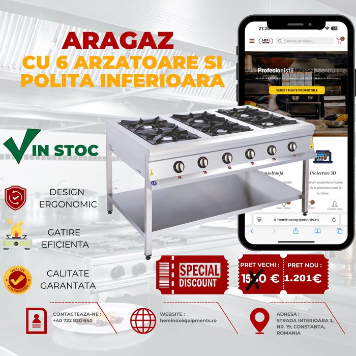 Aragaz Inox Profesional Cu 2,3,4,6 Arzatoare IN STOC