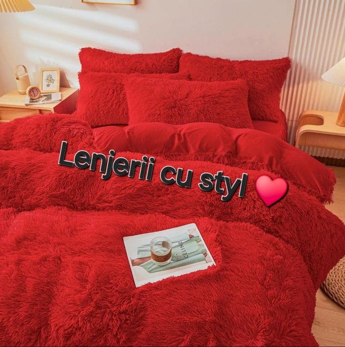 Lenjerii 6piese FLUFFY rosie cu ciucuri