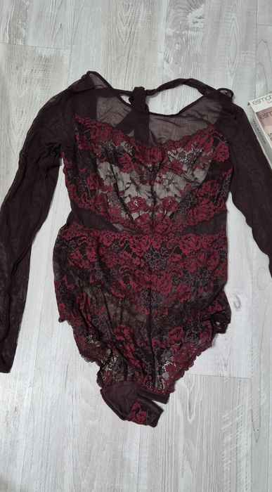 Боди Бордо тюл с дантела