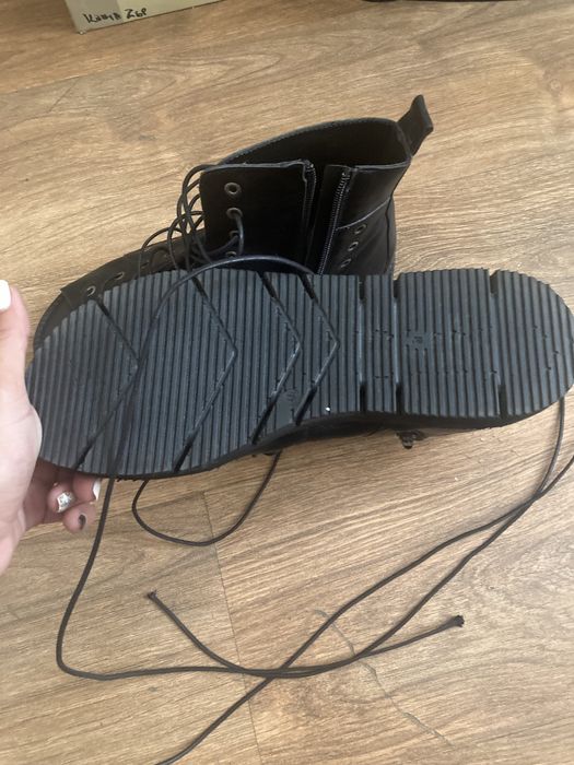 Летни боти с цип и връзки кожени