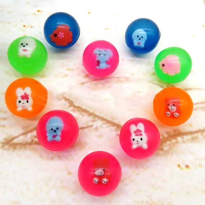 Подскачащи гумени топчета 45 мм динозаври, морски свят 3D и микс