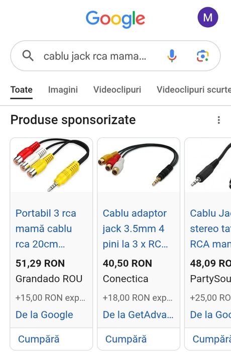 Cablu adaptor Jack 3.5 mm - RCA mama