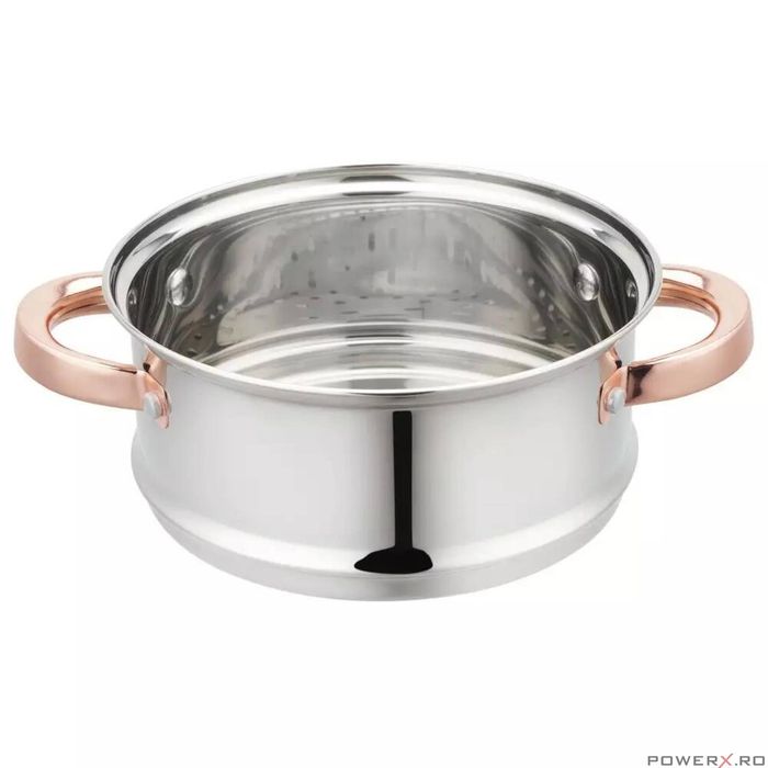 Set de 3 piese, oala pentru fiert cu abur, inox, diametru 18 cm,