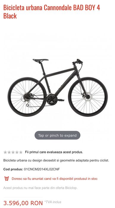Bicicleta Cannondale BAD BOY, 26” , negru mat