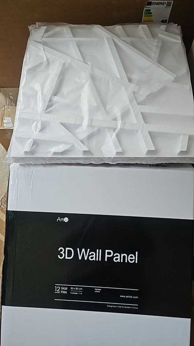 Art3d стенни панели с ивици 50 x 50см (опаковка от 12бр), 3 м², бели