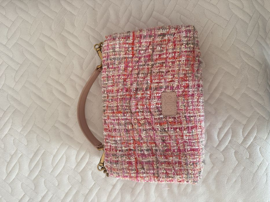 Дамска чанта Pinko – туид, розова, оригинал