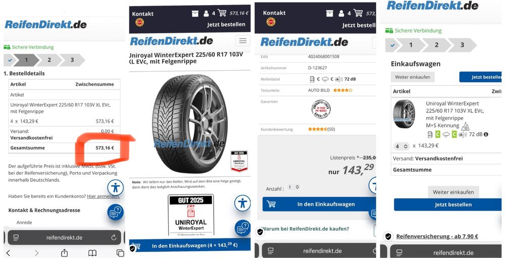 Set Complet225.60.17 Roti Iarna BMW X3/X4 F25/F26 Anvelope Noi-Germany