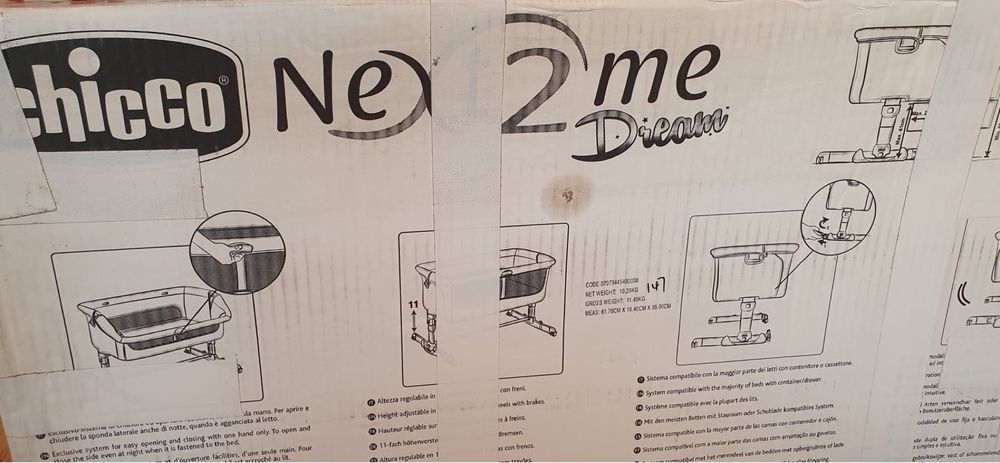 Patut co-sleeper pentru bebelusi Chicco NEXT2ME Dream, sage, 0 luni+