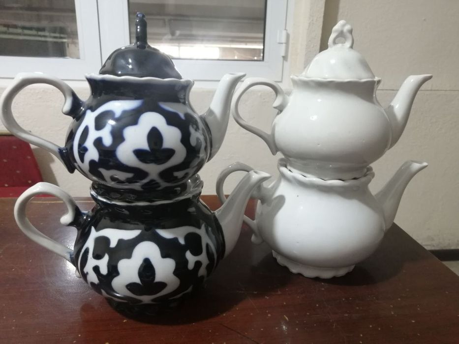 Чайник белый, хлопок - большой и маленький