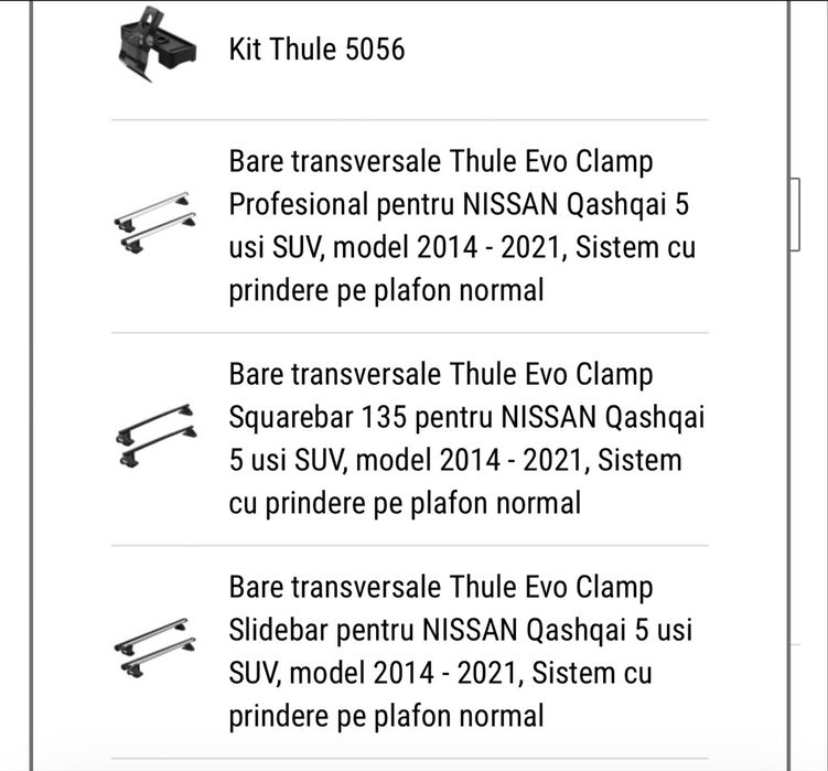 Kit Thule 145056 TA145056 si TA145092 145092  cleme -stare foarte buna