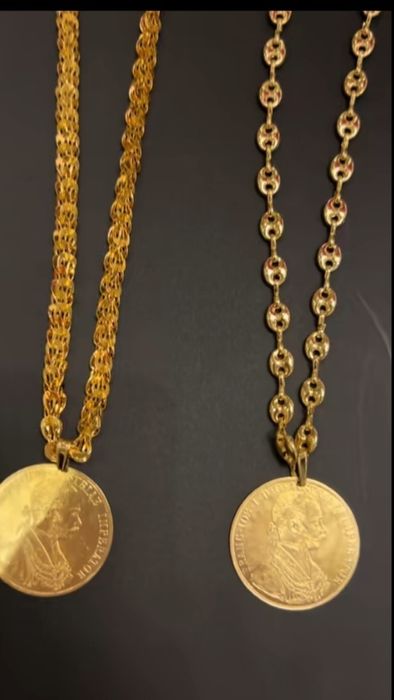 Fac cercei coliere , salbi din monede frank iosif placate cu aur de 24