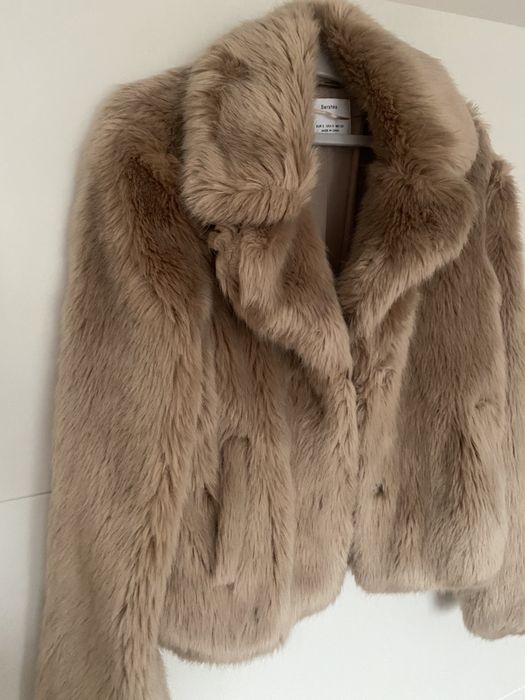 Палто с косъм - nude, cream