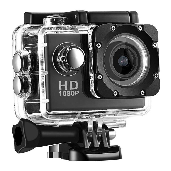 Екшън камера SPORTS CAM, водоустойчива, 4K HD/ Мегапиксели на камерата: 16; Цвят: Черен, Сребрист; Издръжлив и практичен; Размер 60 х 42 х 30 мм