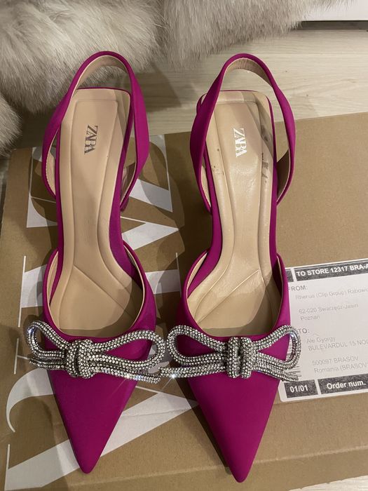 Pantofi roz cu toz zara 37
