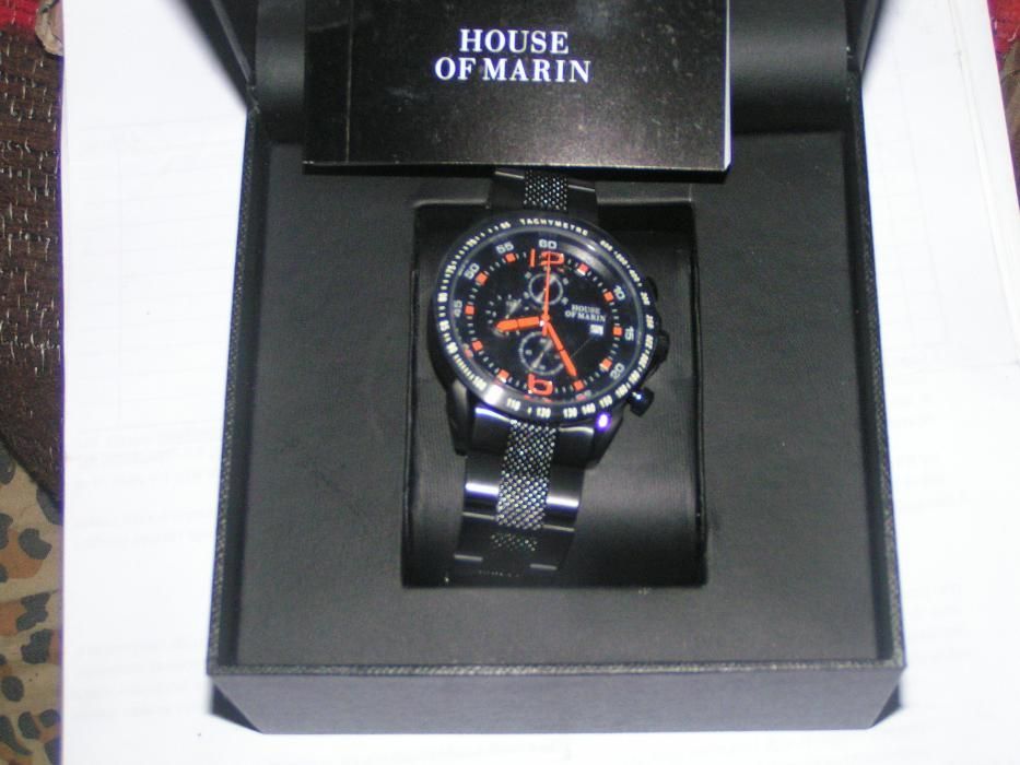 Ceas barbat cronograf de lux House of Marine,negru,sigilat in cutie
